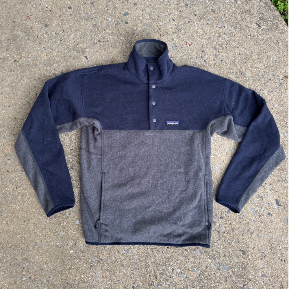 Patagonia Better Sweater 1/4 Snap Fleece Pullover Mens Small Navy Gray 25540